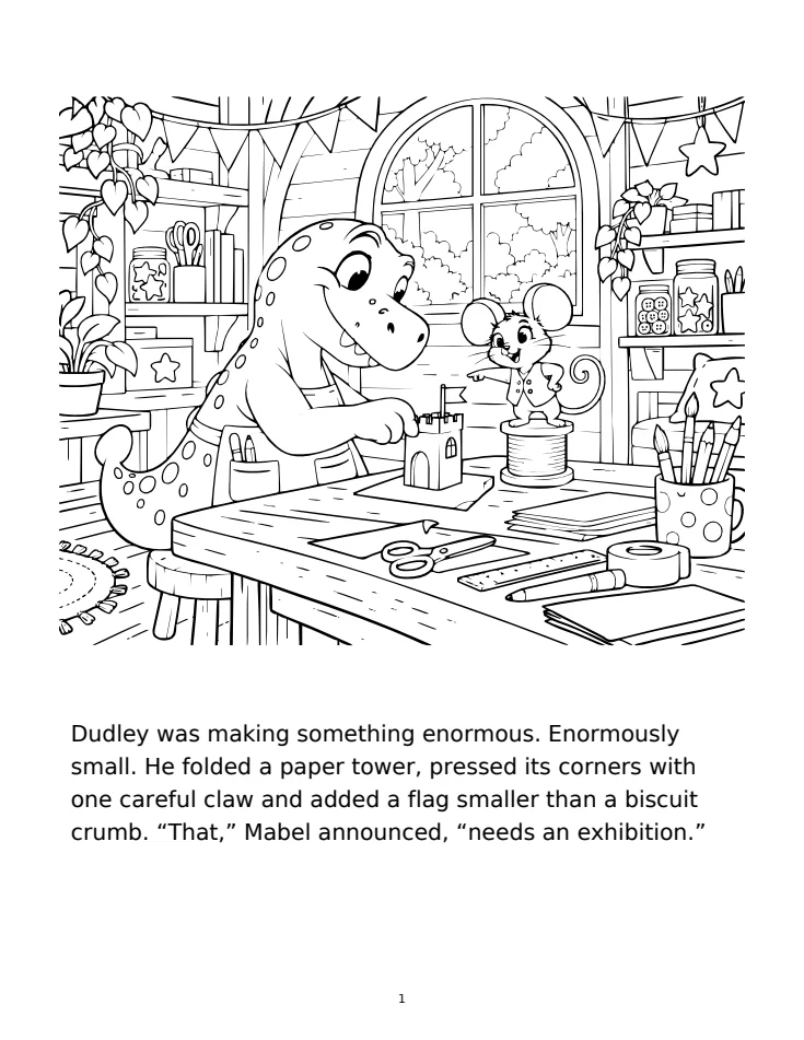 Sample colouring page from Scribble Rascals: Dudley's Big Idea
